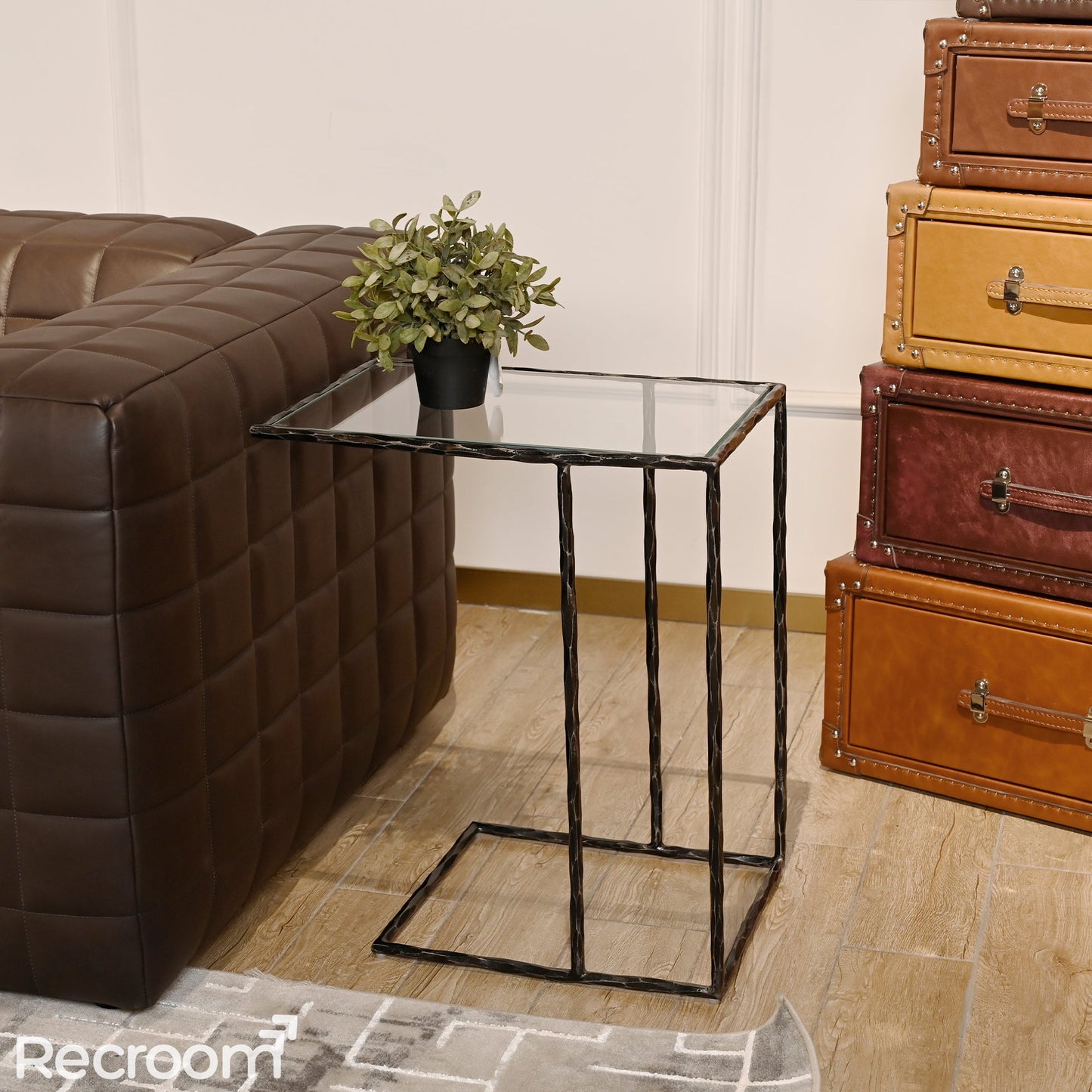 Thaddeo Glass C-Shaped Side Table