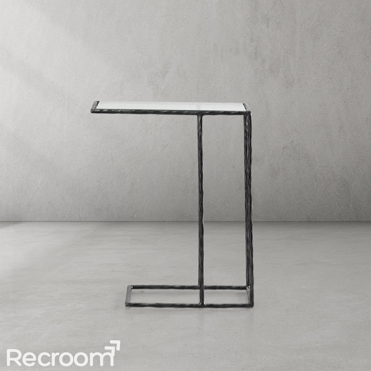 Thaddeo Glass C-Shaped Side Table