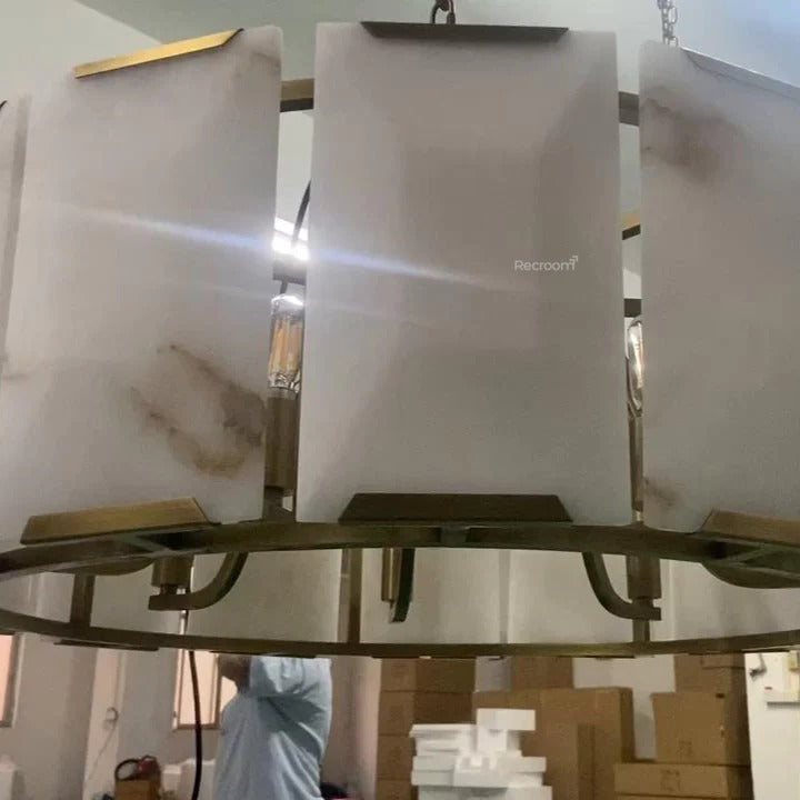 Harllow Calcite Round Chandelier 31"