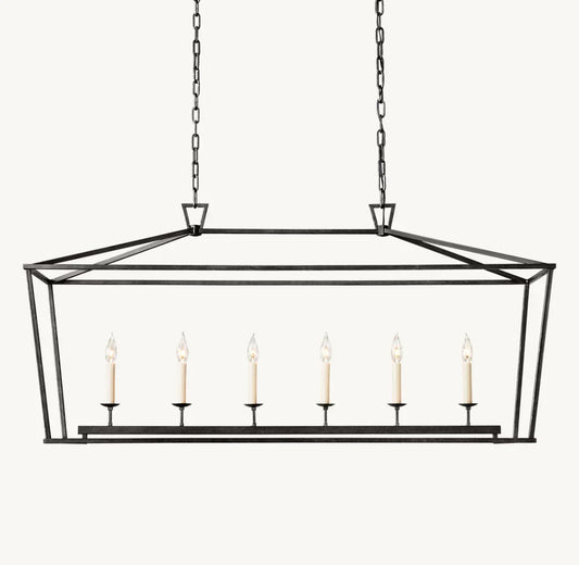 19TH C. ENGLISH OPENWORK RECTANGULAR CHANDELIER 54"