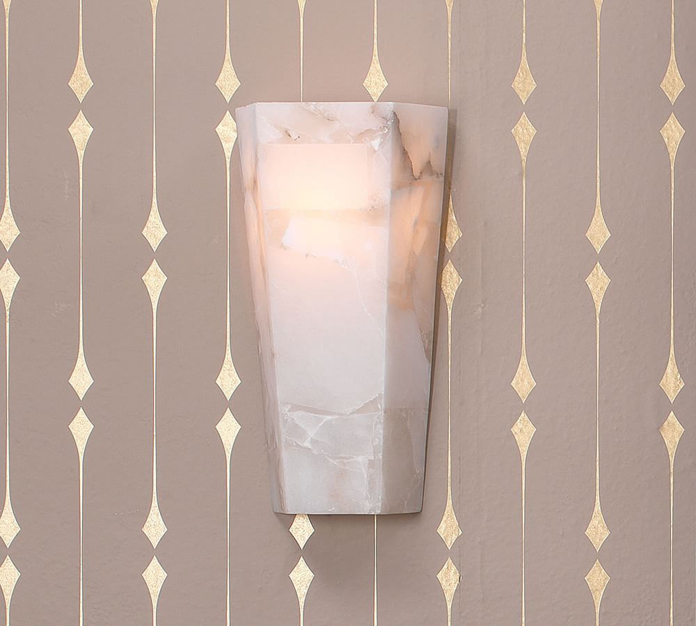 Tamer Alabaster Hexagon Sconce (14'')