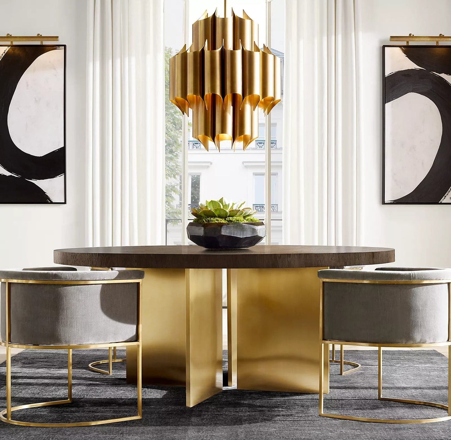 Catherine Brass Chandelier Pendant 24"