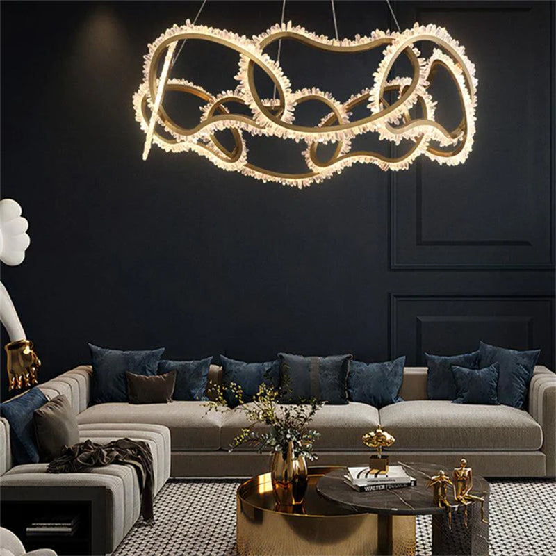 Cervine Rock Crystal Multi Ring Chandelier