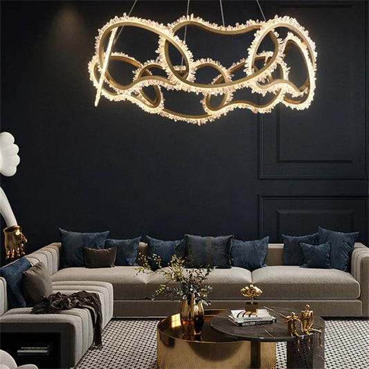 Cervine Rock Crystal Multi Ring Chandelier