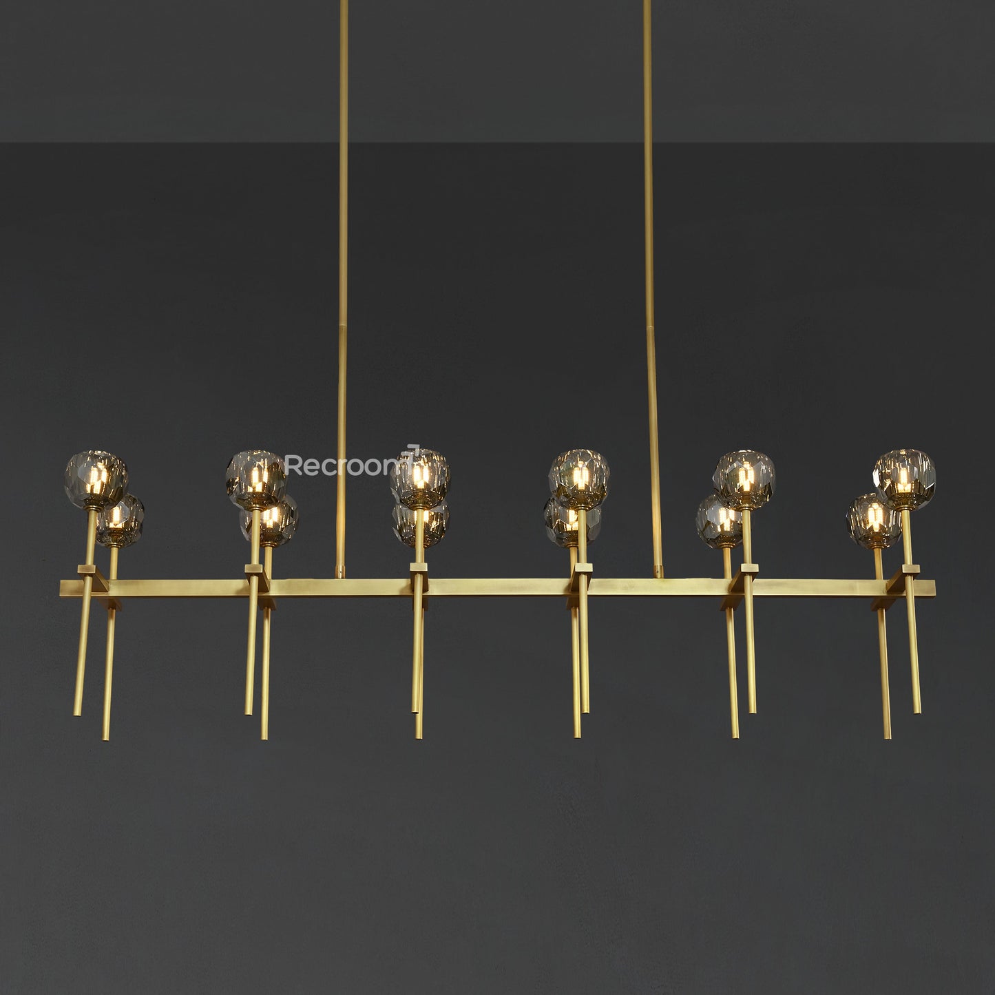 Boulew Crystal Glass Double Linear Chandelier 60"