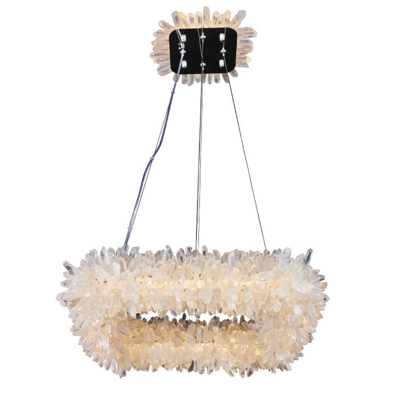 Cervine Square Geode Quartz Crystal Chandelier 24"