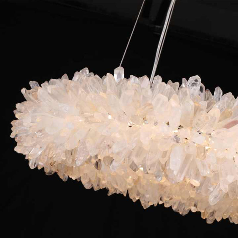 Cervine Round Clear Geode Quartz Crystal Ring Chandelier 24"