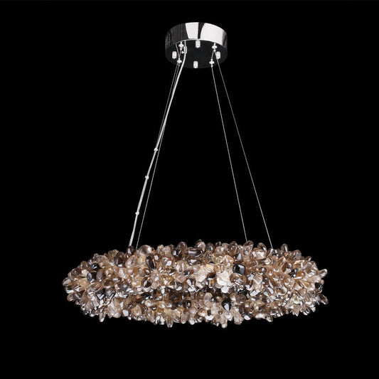 Cervine Multiple Size Modern Smoky Rock Crystal Halo LED Chandelier Pendant Light