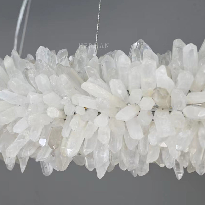 Cervine Round Clear Geode Quartz Crystal Ring Chandelier 24"