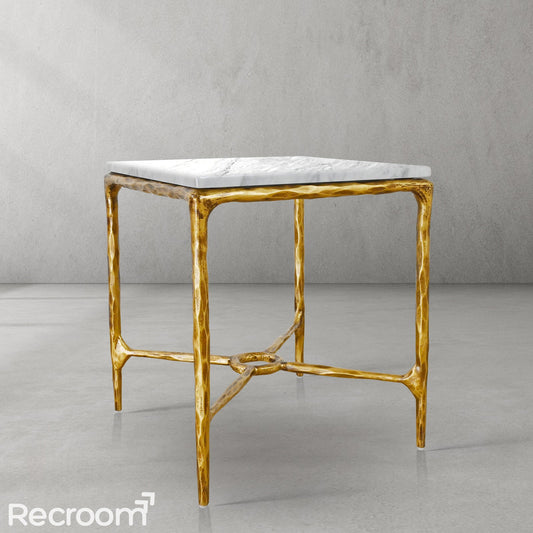Thaddeo Marble Square Side Table 18" / 22" Overhang O