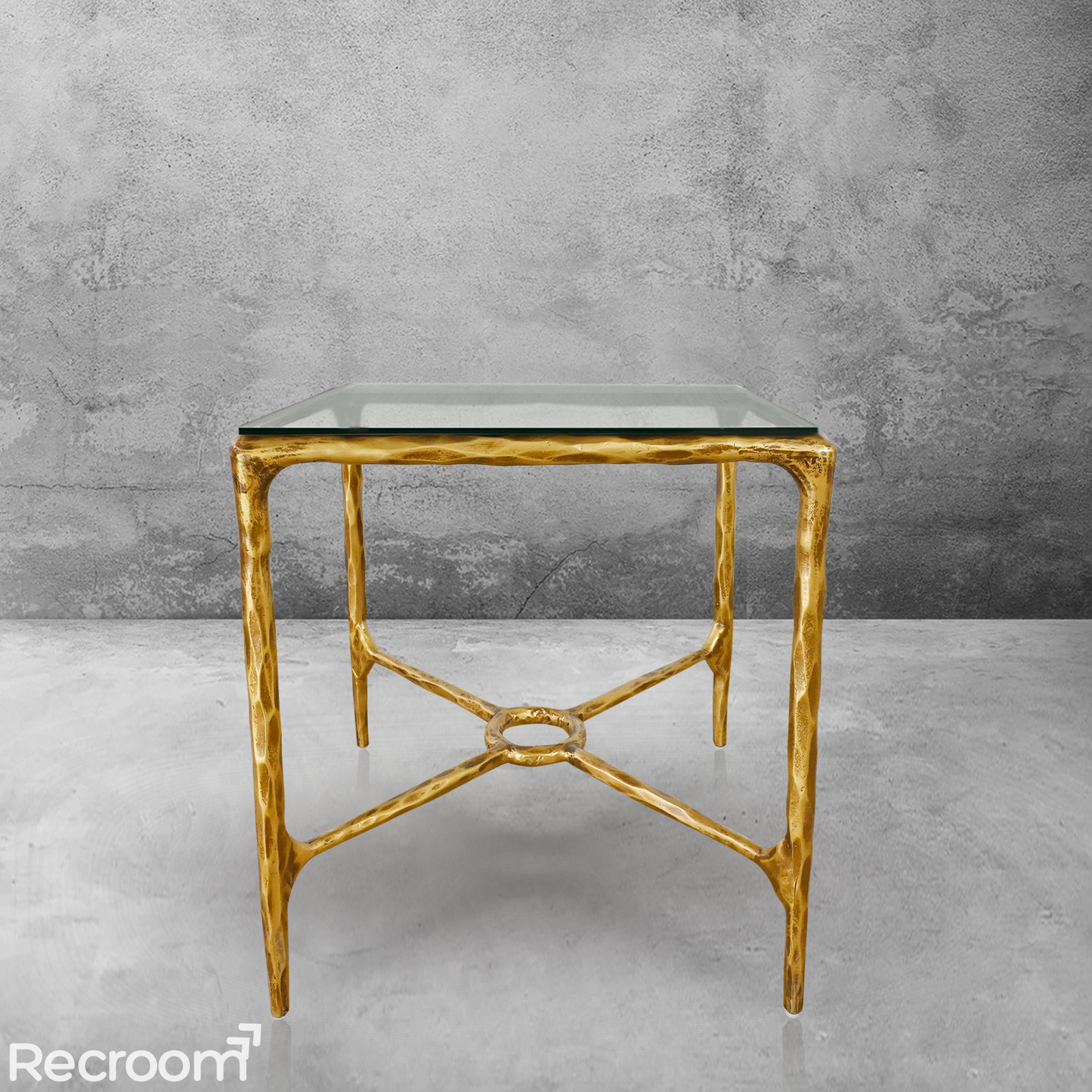 Thaddeo Glass Square Side Table Overhang