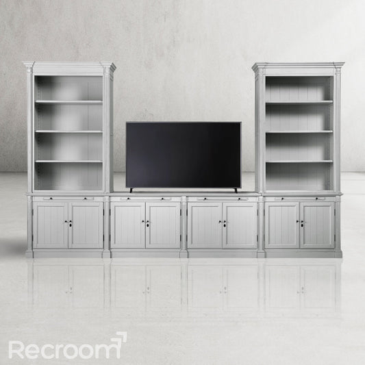 Athus Modular Media Console with Double Bookcases