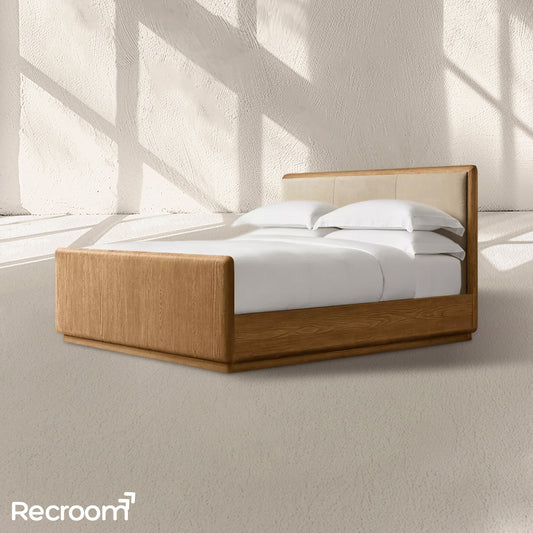 Cira Leather Panel Bed with Footboard