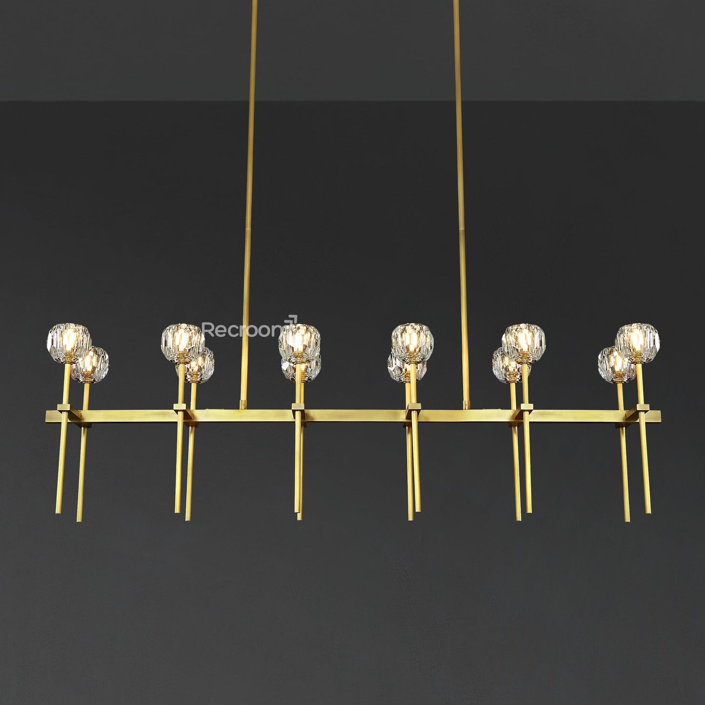 Boulew Crystal Glass Double Linear Chandelier 60"