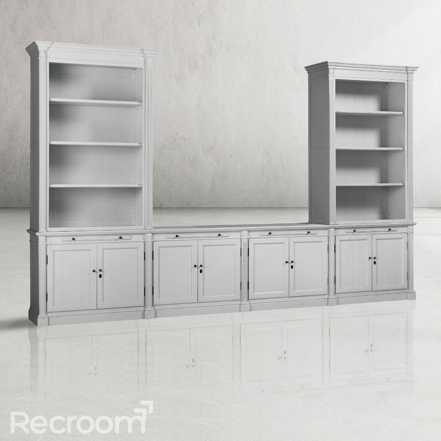 Athus Modular Media Console with Double Bookcases