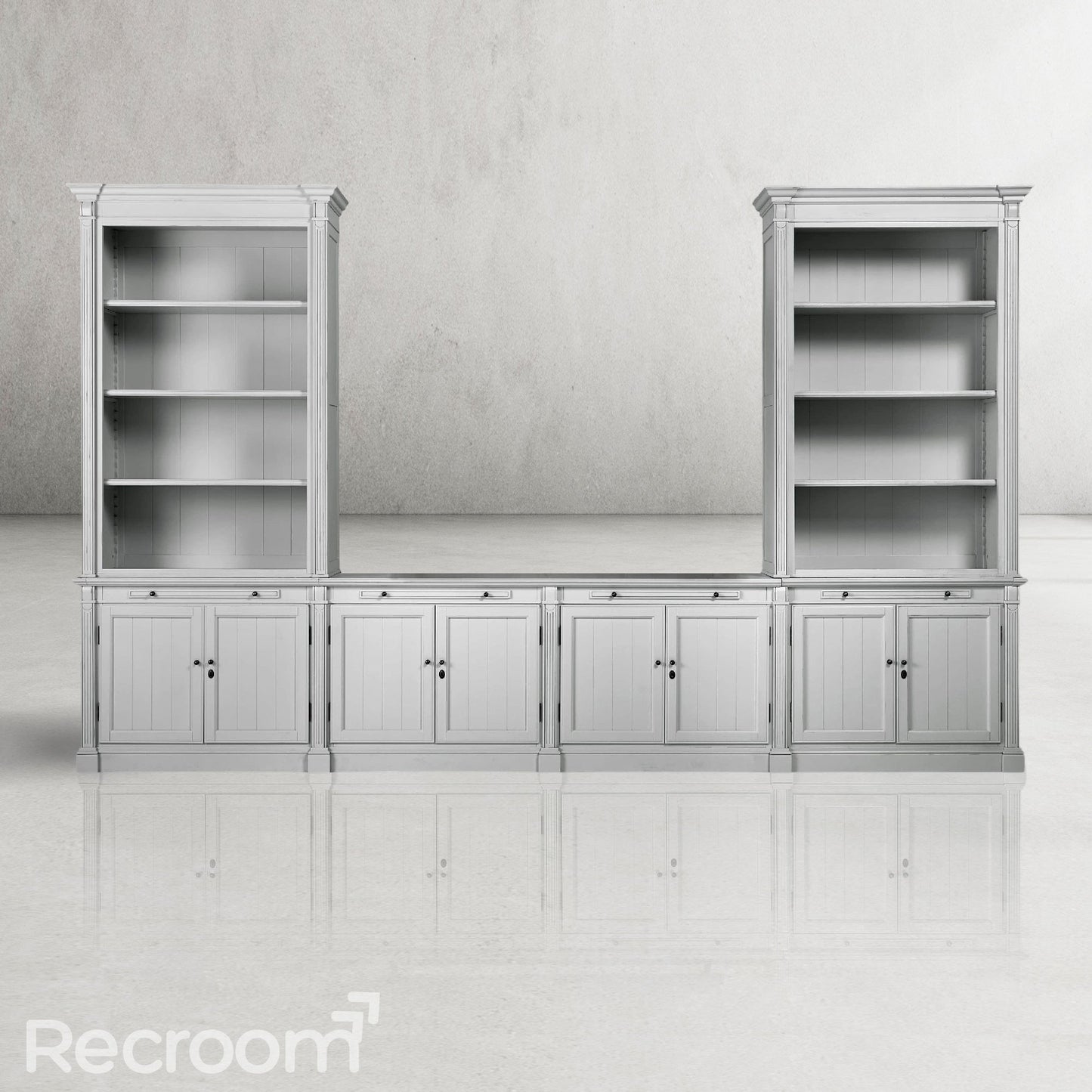 Athus Modular Media Console with Double Bookcases