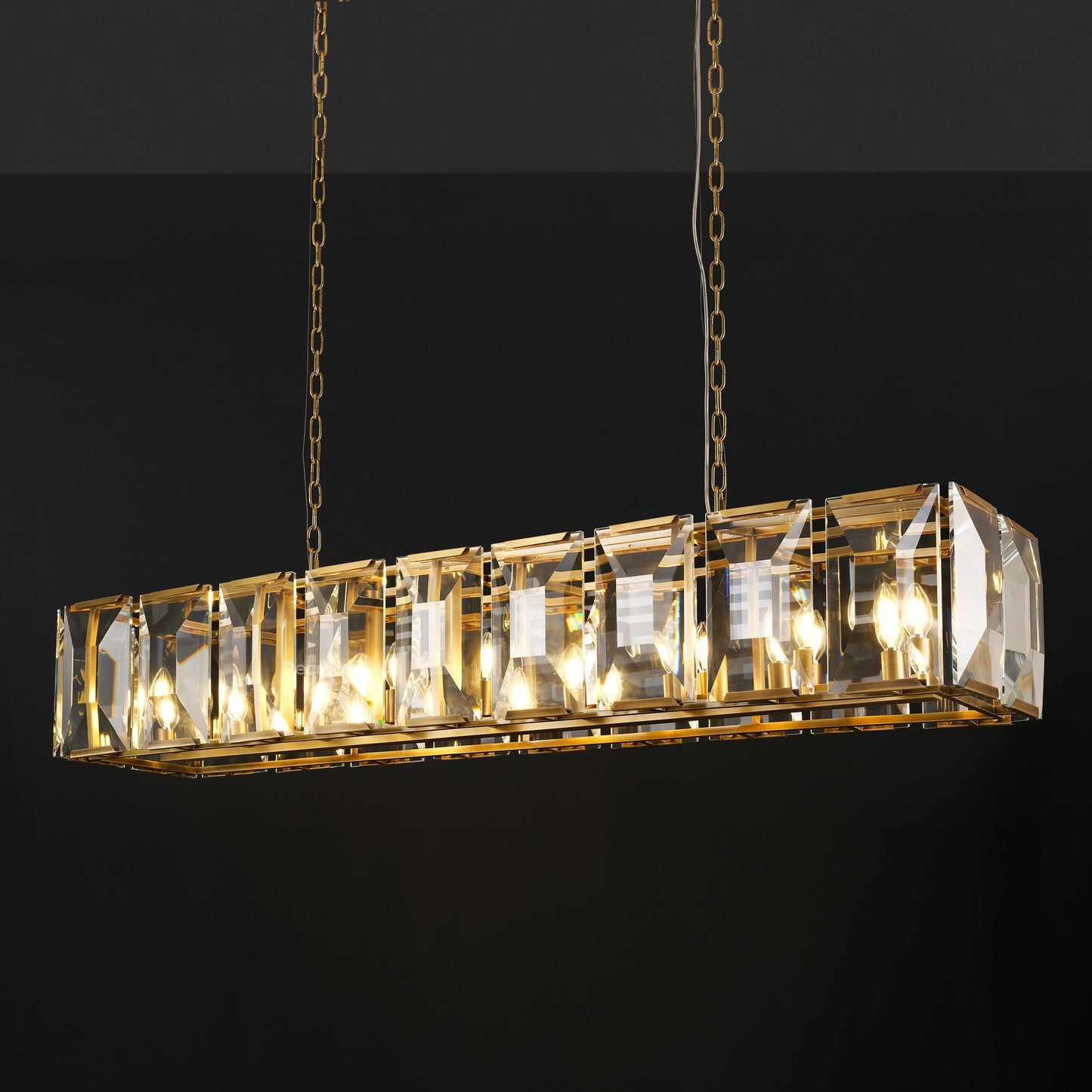 Harllow Multi Crystal Rectangular Chandelier 42“ 54” 62“ 74”