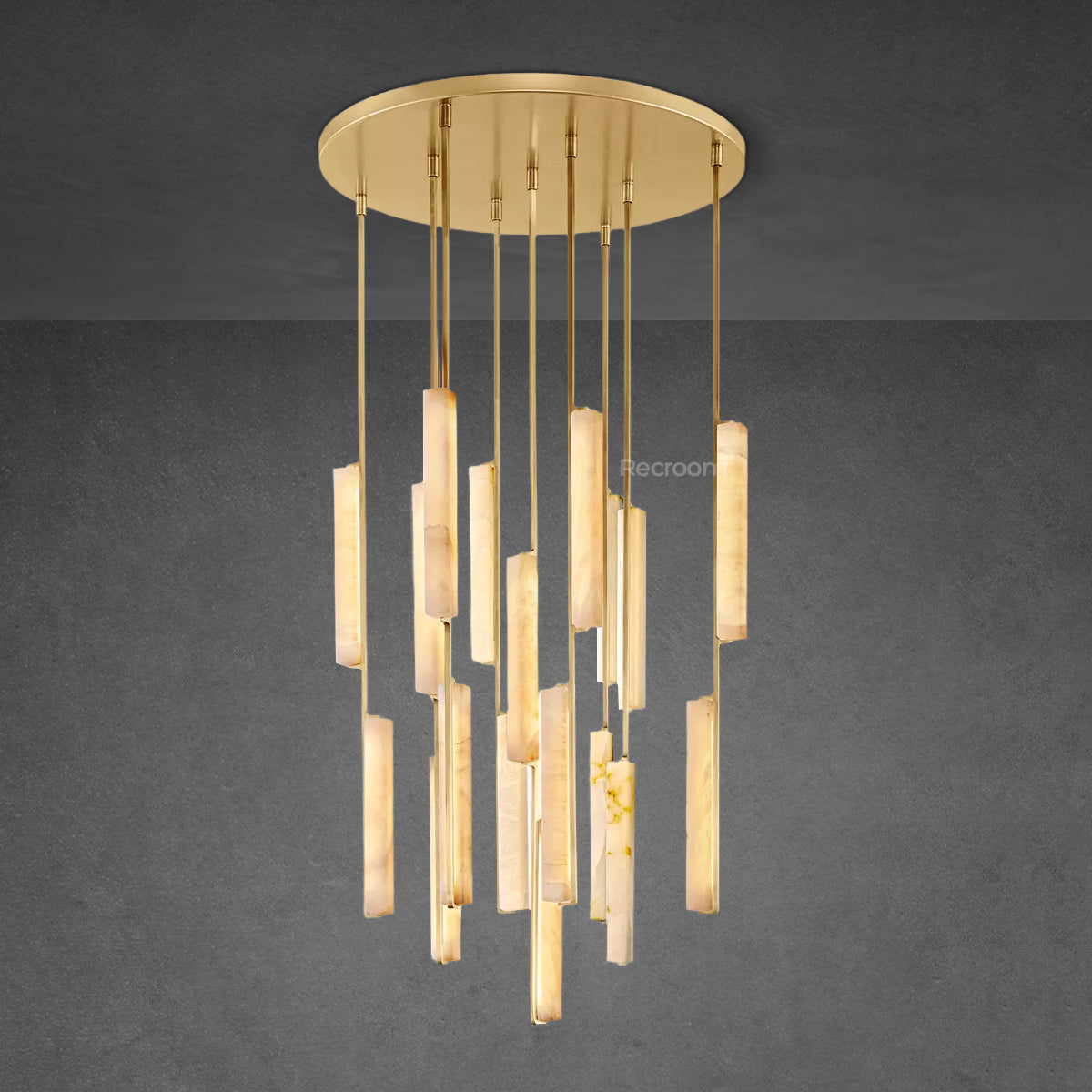 Auduben Alabaster Round Chandelier 40"