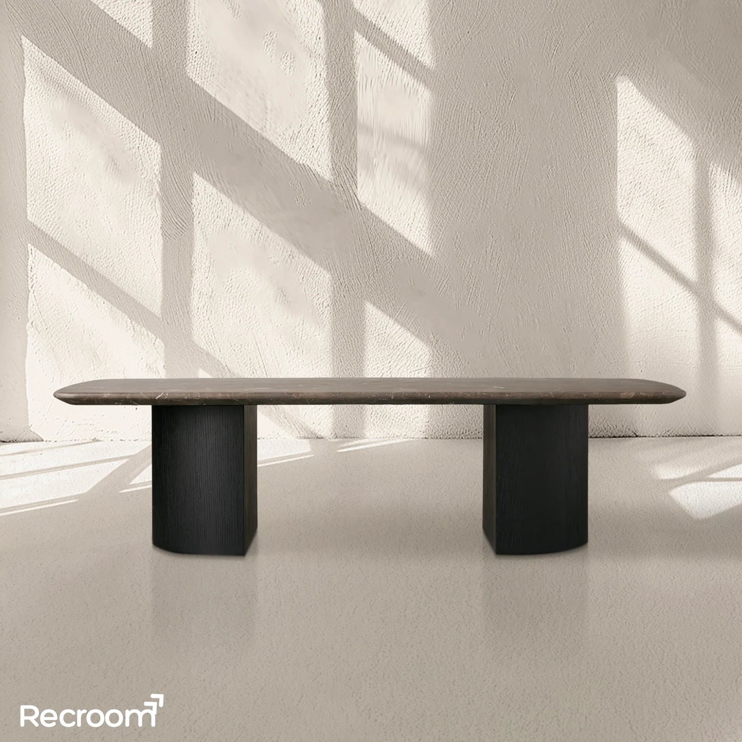 San Germani 72" Stone Coffee Table with Dauphine Base in Espresso