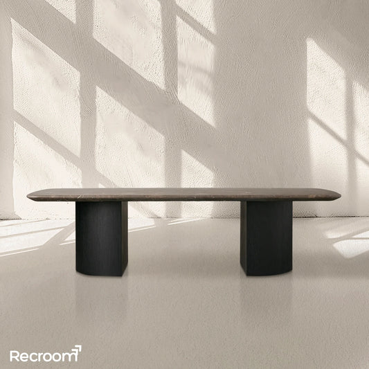 San Germani 72" Stone Coffee Table with Dauphine Base in Espresso