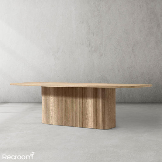 Muelho Pedestal Rectangular Wood Dining Table