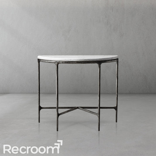 Thaddeo Marble Demilune Console Table