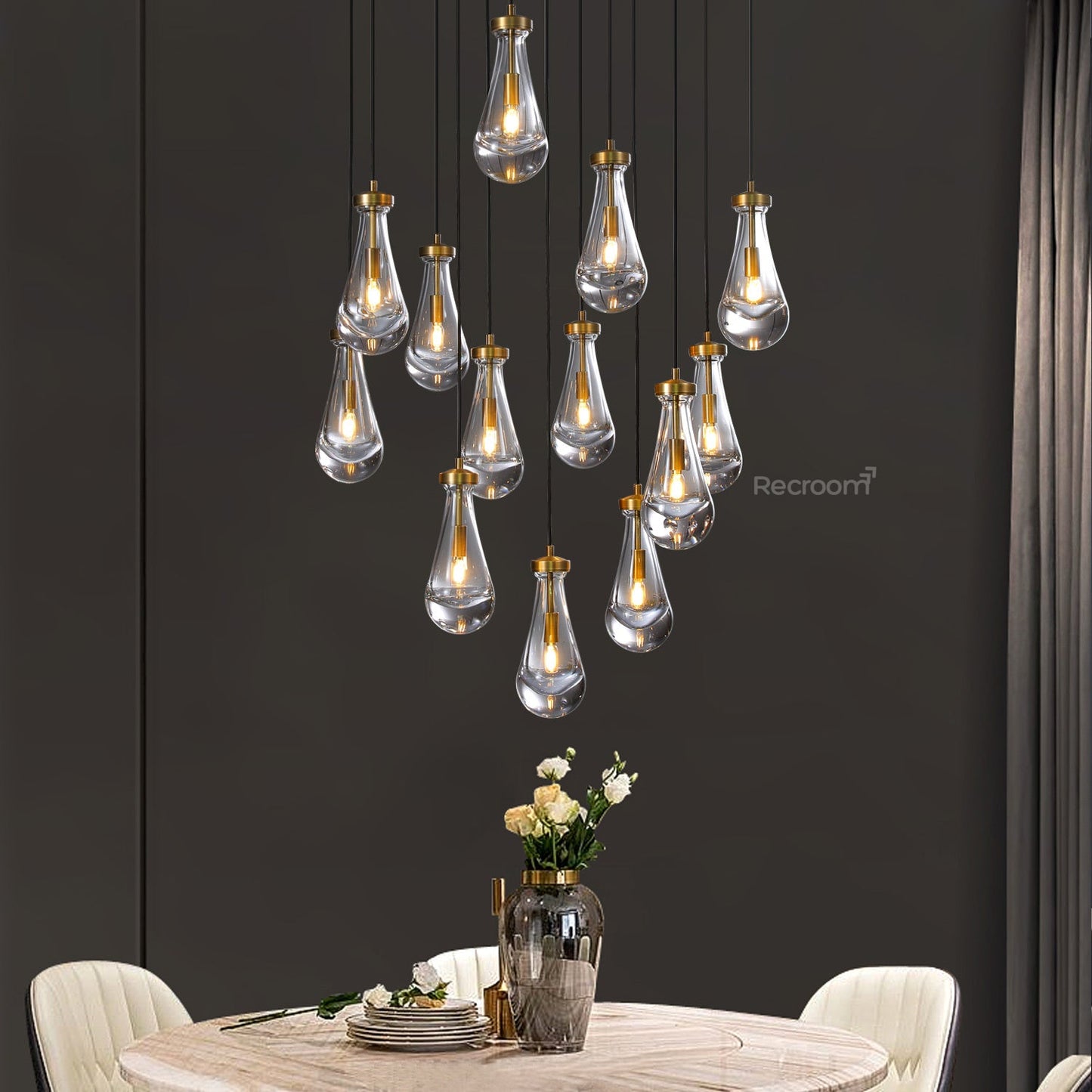 Raindrop Round Chandelier 36"