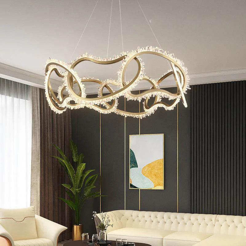 Cervine Rock Crystal Multi Ring Chandelier