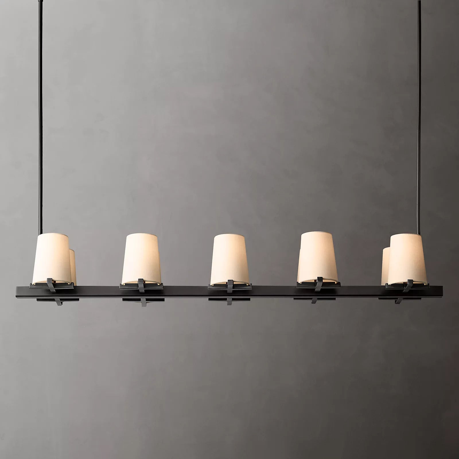 Paillette Linear Chandelier For White Fabric Shade 49"