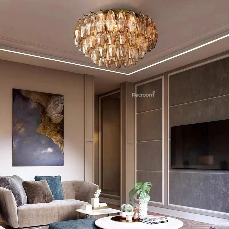 Chia Glass Round Flush Mount 17"