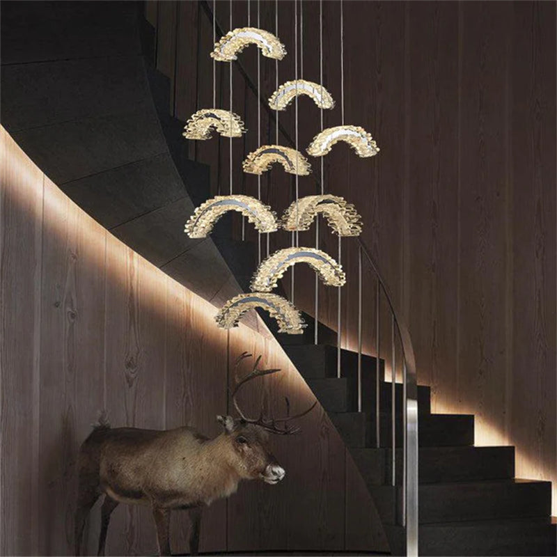 Cervine Rock Crystal Staircase Chandelier