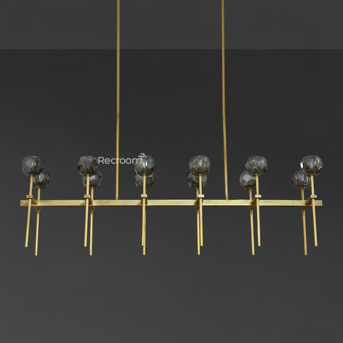 Boulew Crystal Glass Double Linear Chandelier 60"