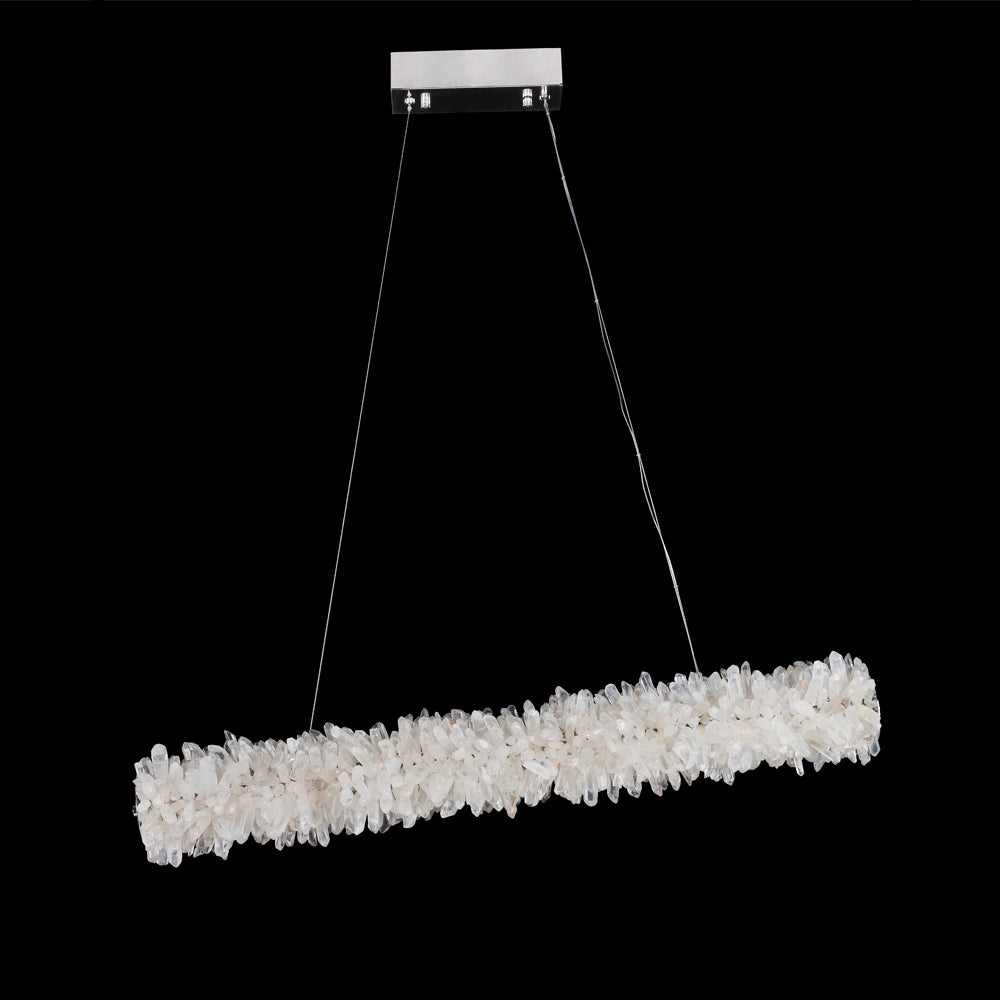 Cervine Linear Geode Quartz Crystal Pendant Light
