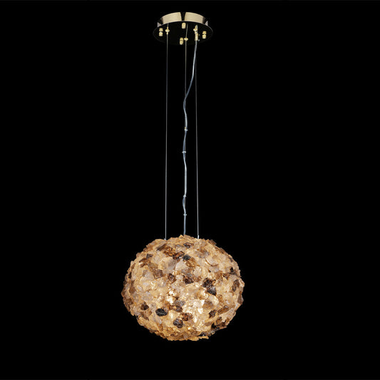 Cervine Modern Clear & Smoky Rock Crystal Ball Pendant Light