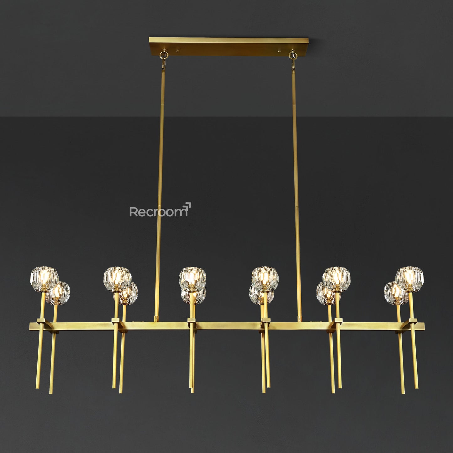 Boulew Crystal Glass Double Linear Chandelier 60"