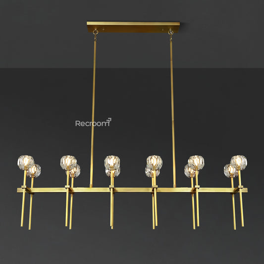 Boulew Crystal Glass Double Linear Chandelier 60"