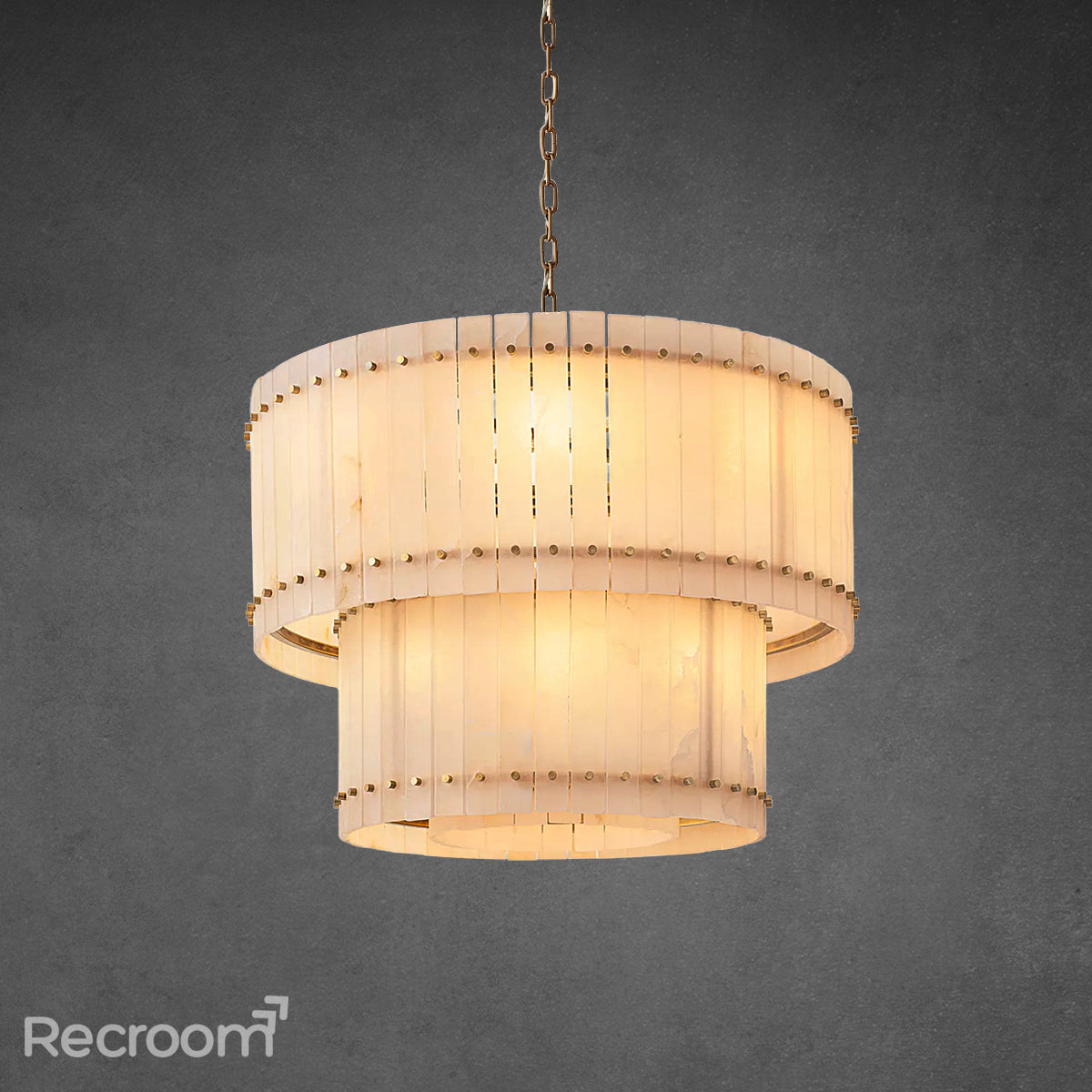 San Marconer Alabaster Round Tiered Chandelier 48"