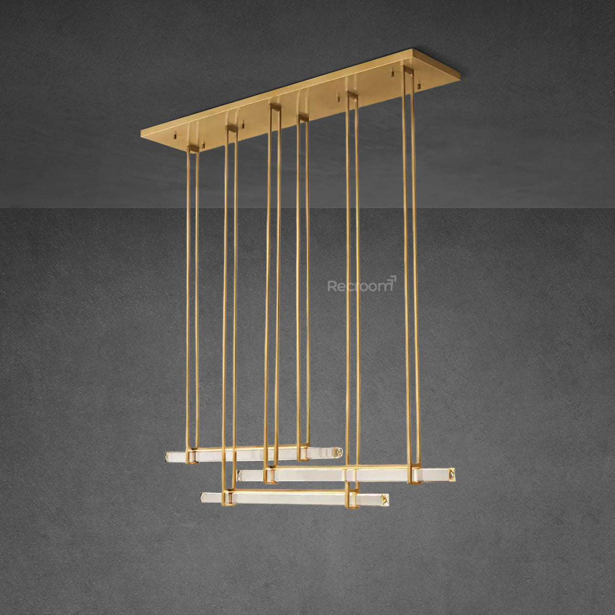 Auduben Crystal Triple Bar Linear Chandelier 60" 72"