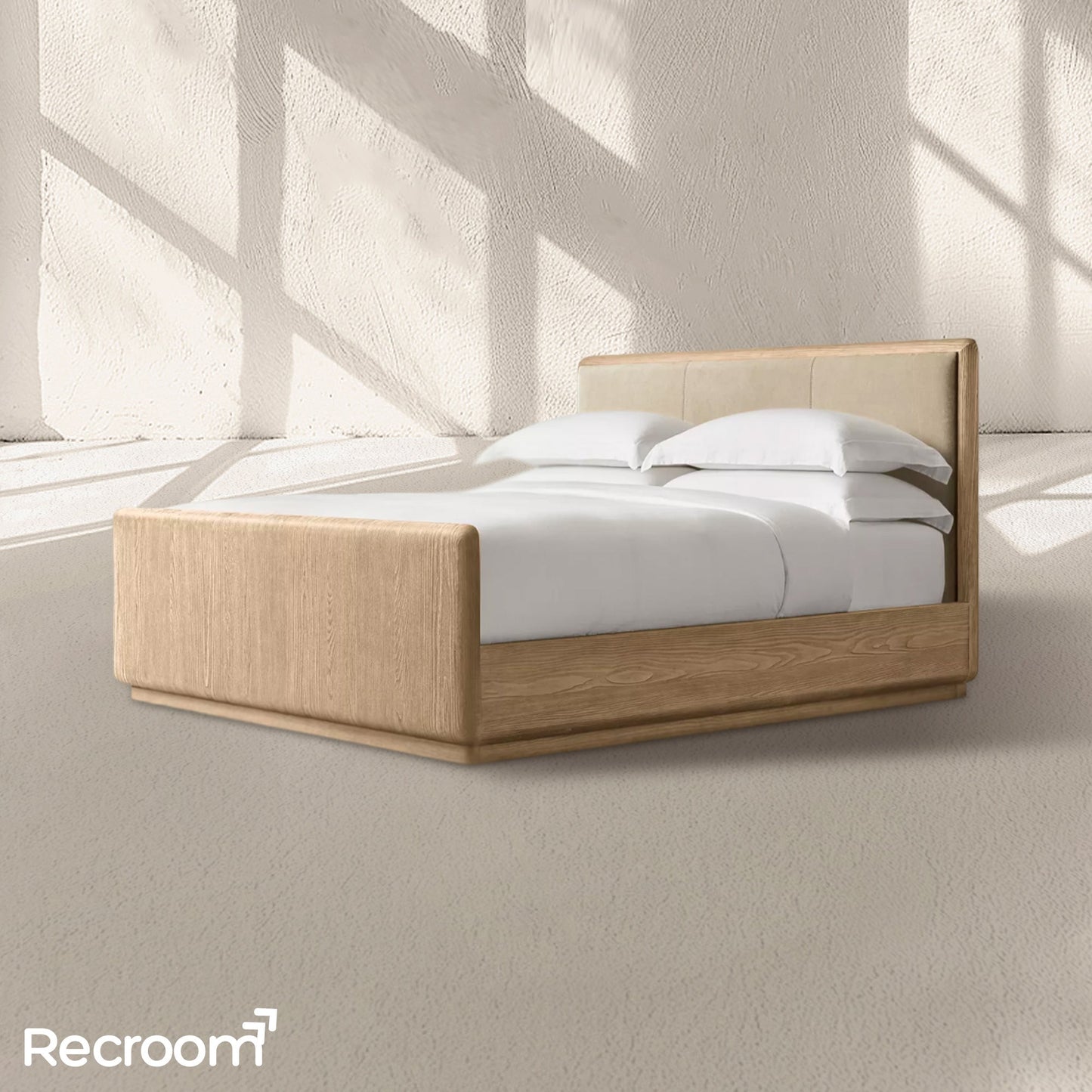 Cira Leather Panel Bed with Footboard