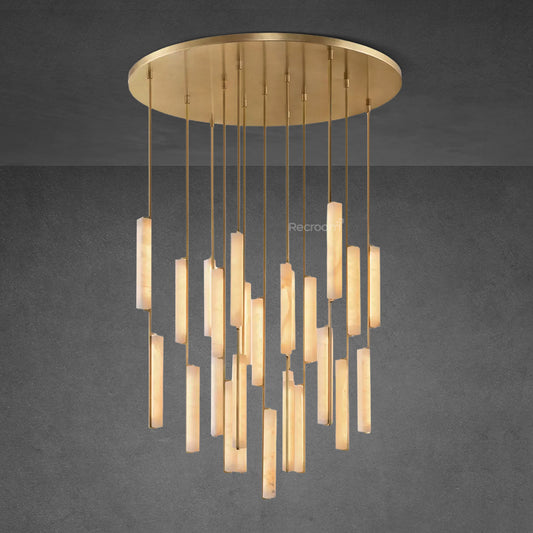 Auduben Alabaster Round Chandelier 56"