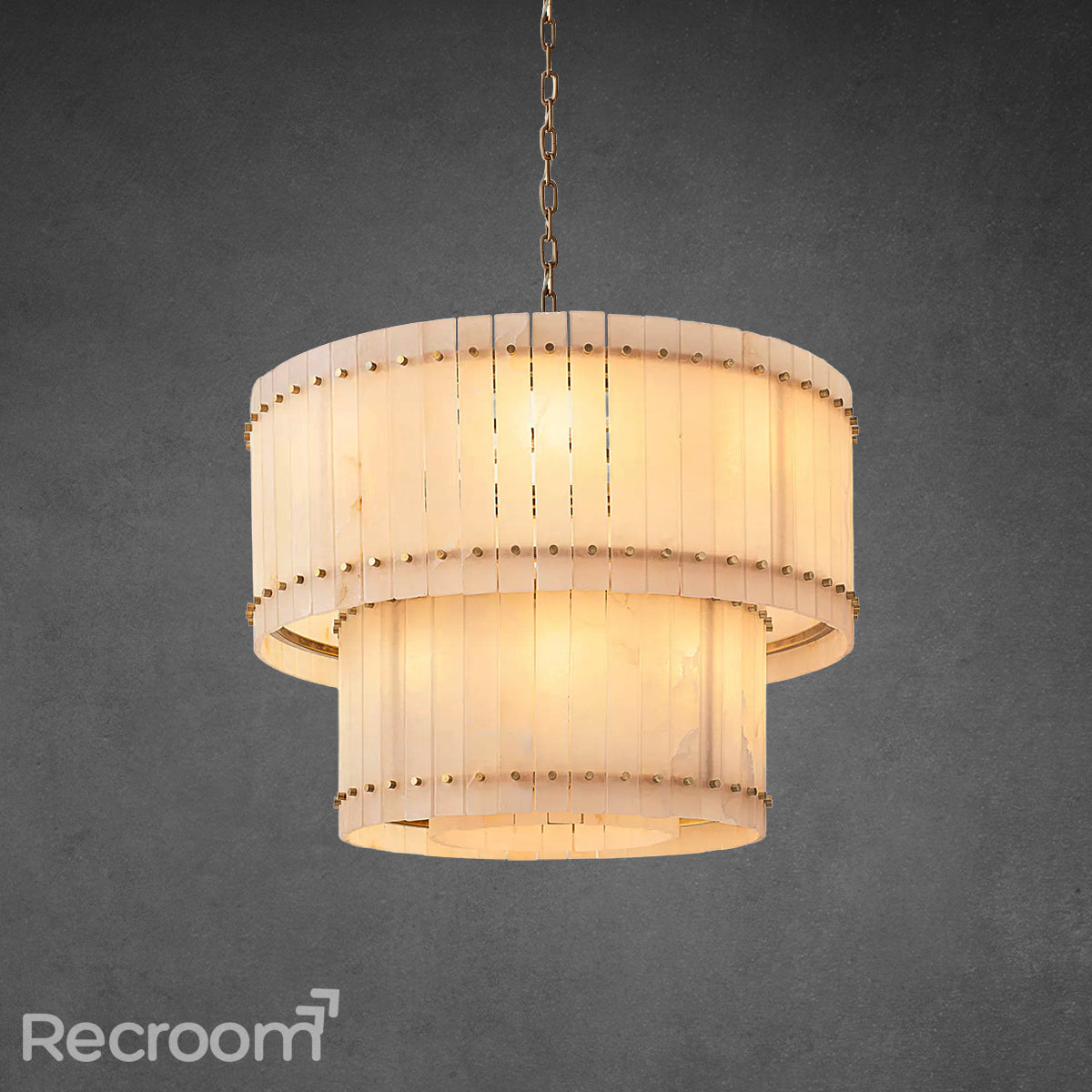 San Marconer Alabaster Round Tiered Chandelier 37"