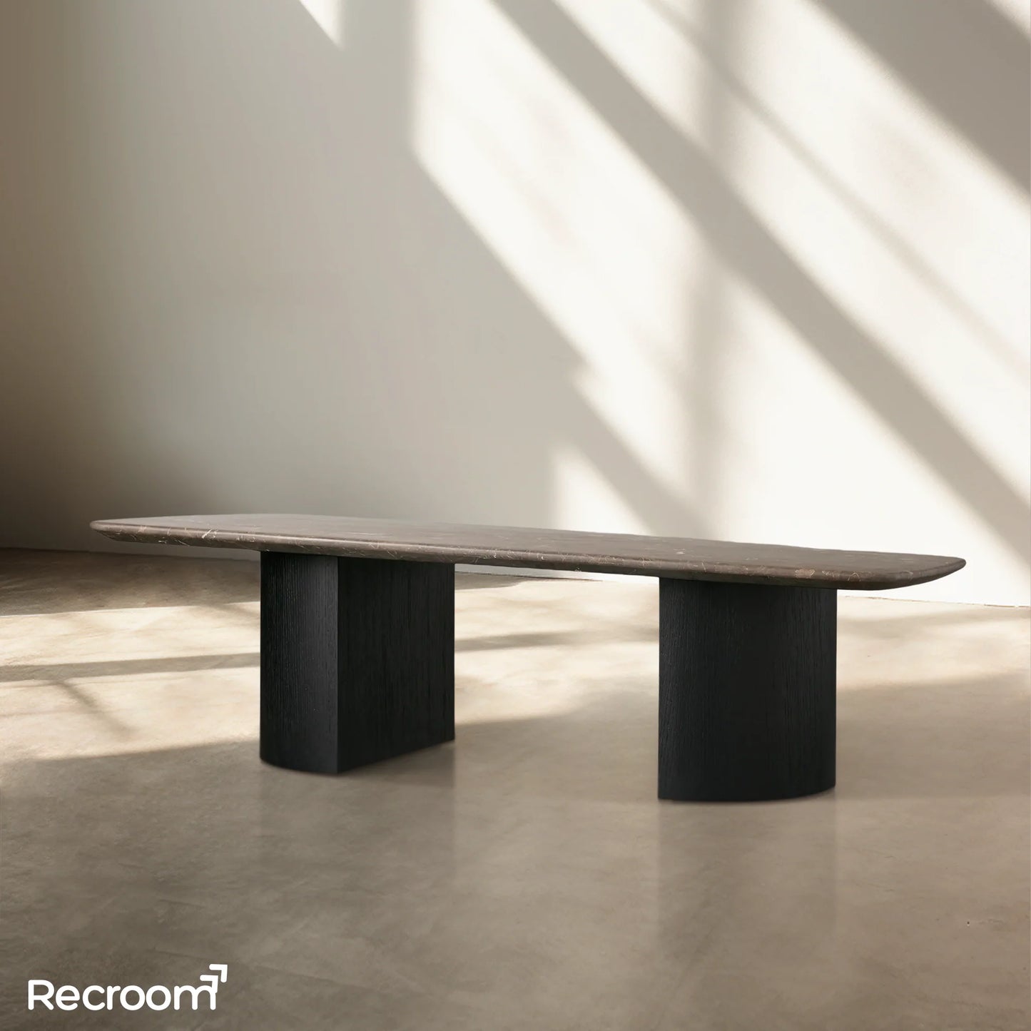 San Germani 72" Stone Coffee Table with Dauphine Base in Espresso