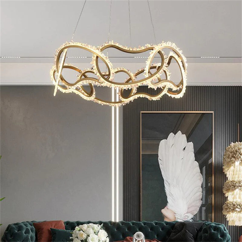 Cervine Rock Crystal Multi Ring Chandelier