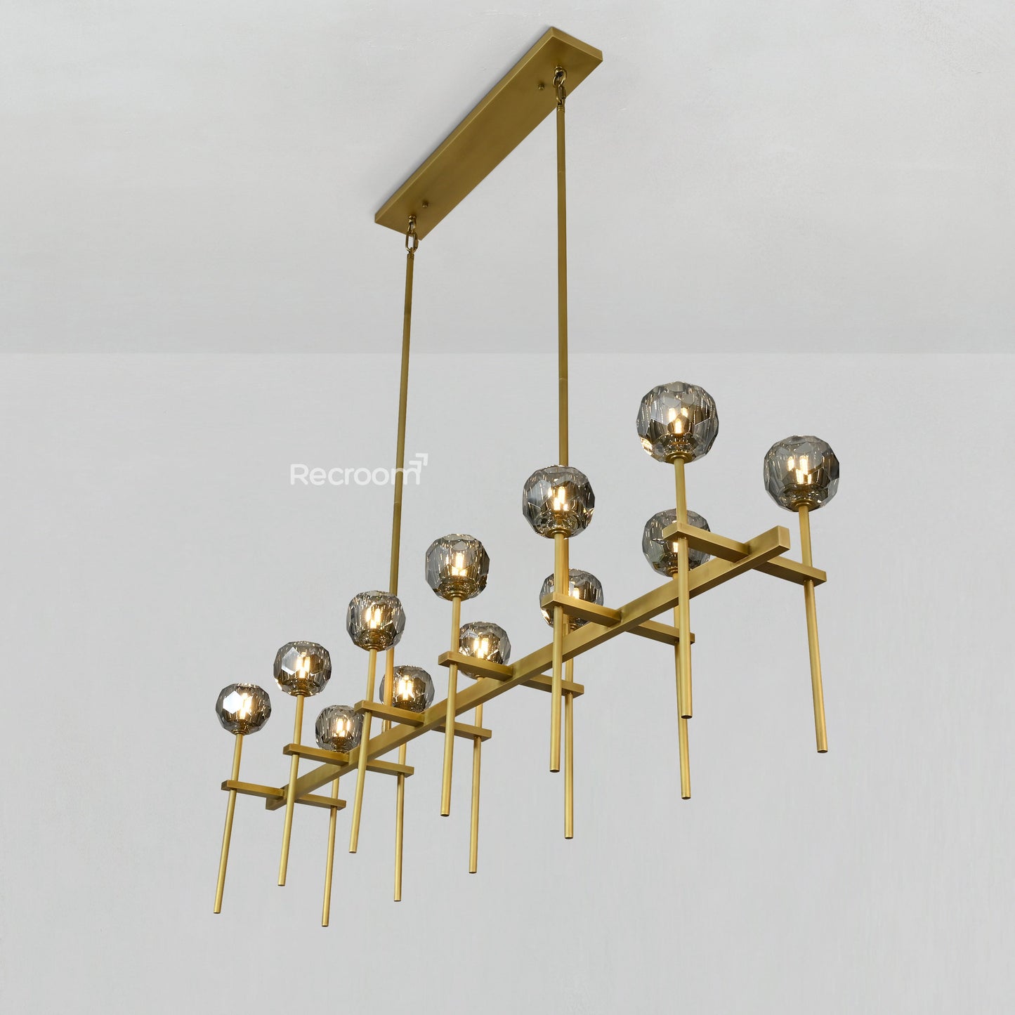 Boulew Crystal Glass Double Linear Chandelier 60"