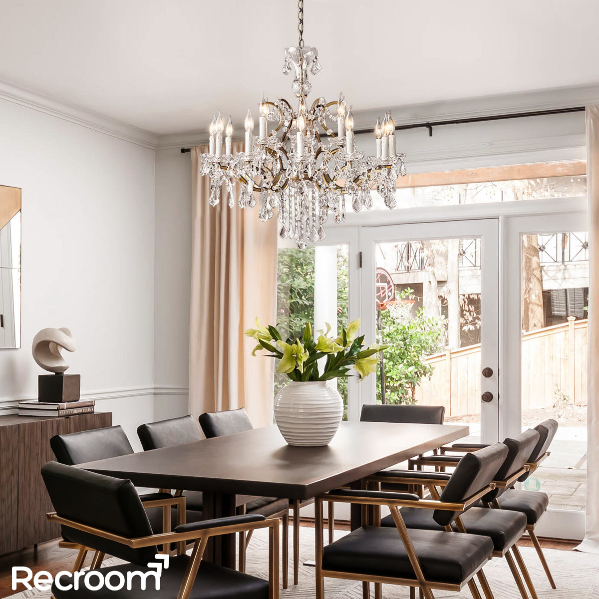 Rococonut Crystal Outdoor Chandelier 33”