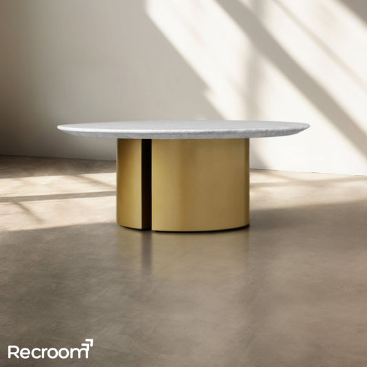 San Germani Round Coffee Table with Metal Dauphine Base