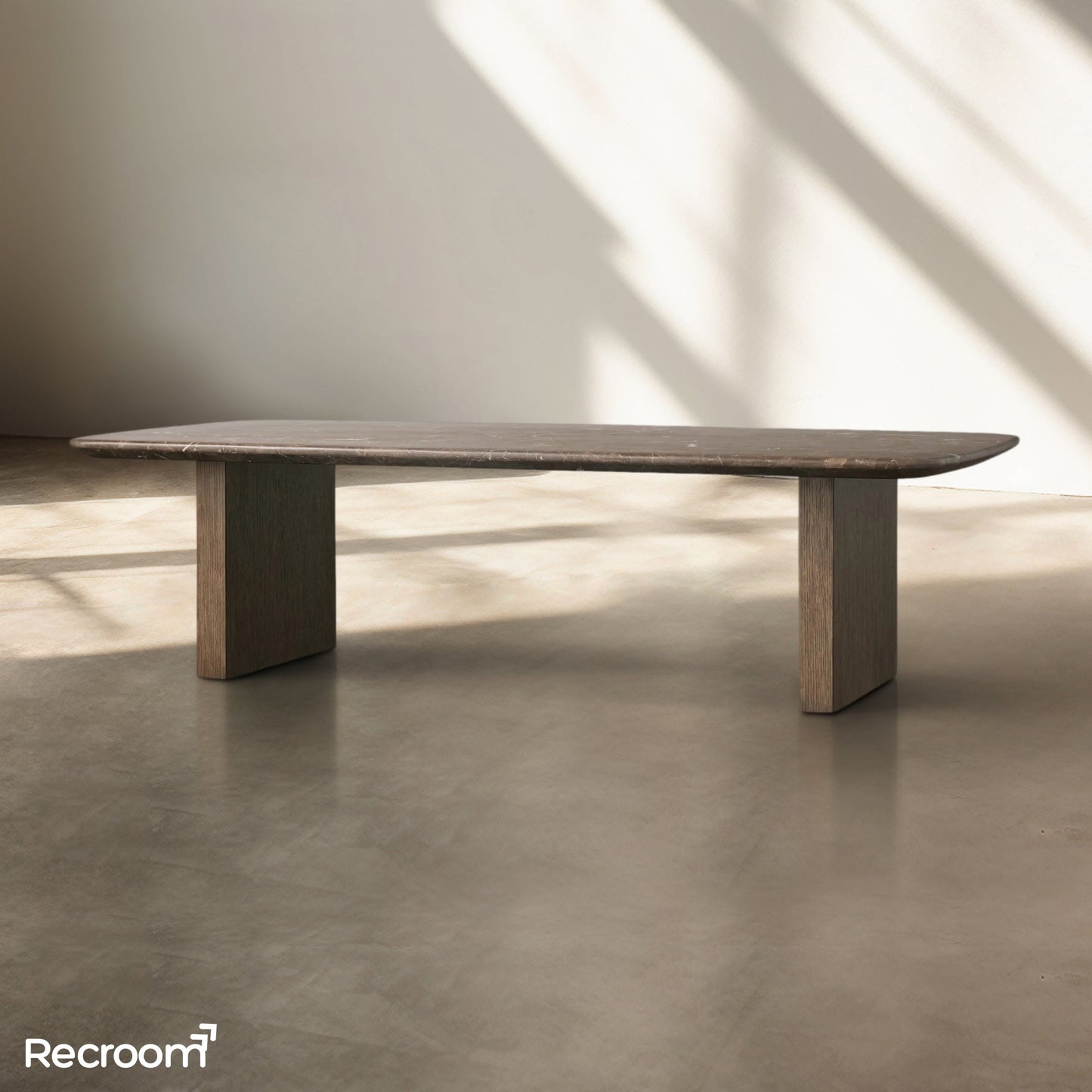 San Germani 72" Stone Coffee Table with Clement Base in Espresso