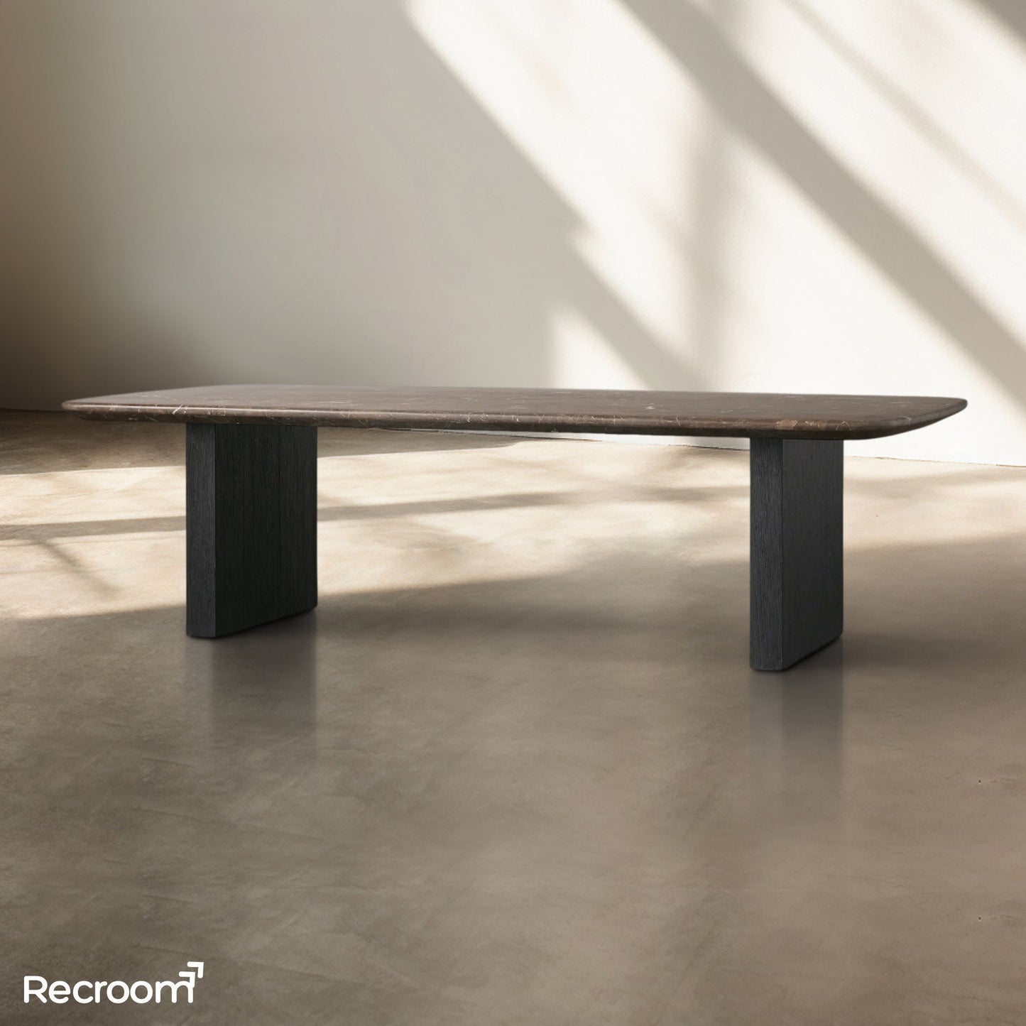 San Germani 72" Stone Coffee Table with Clement Base in Espresso