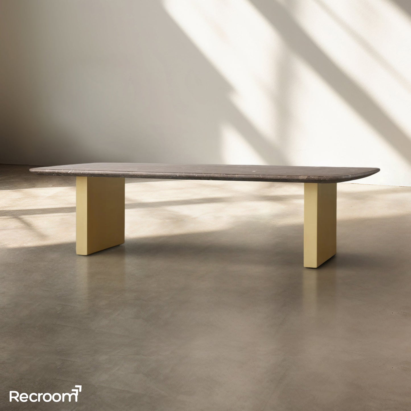 San Germani 72" Stone Coffee Table with Clement Base in Espresso