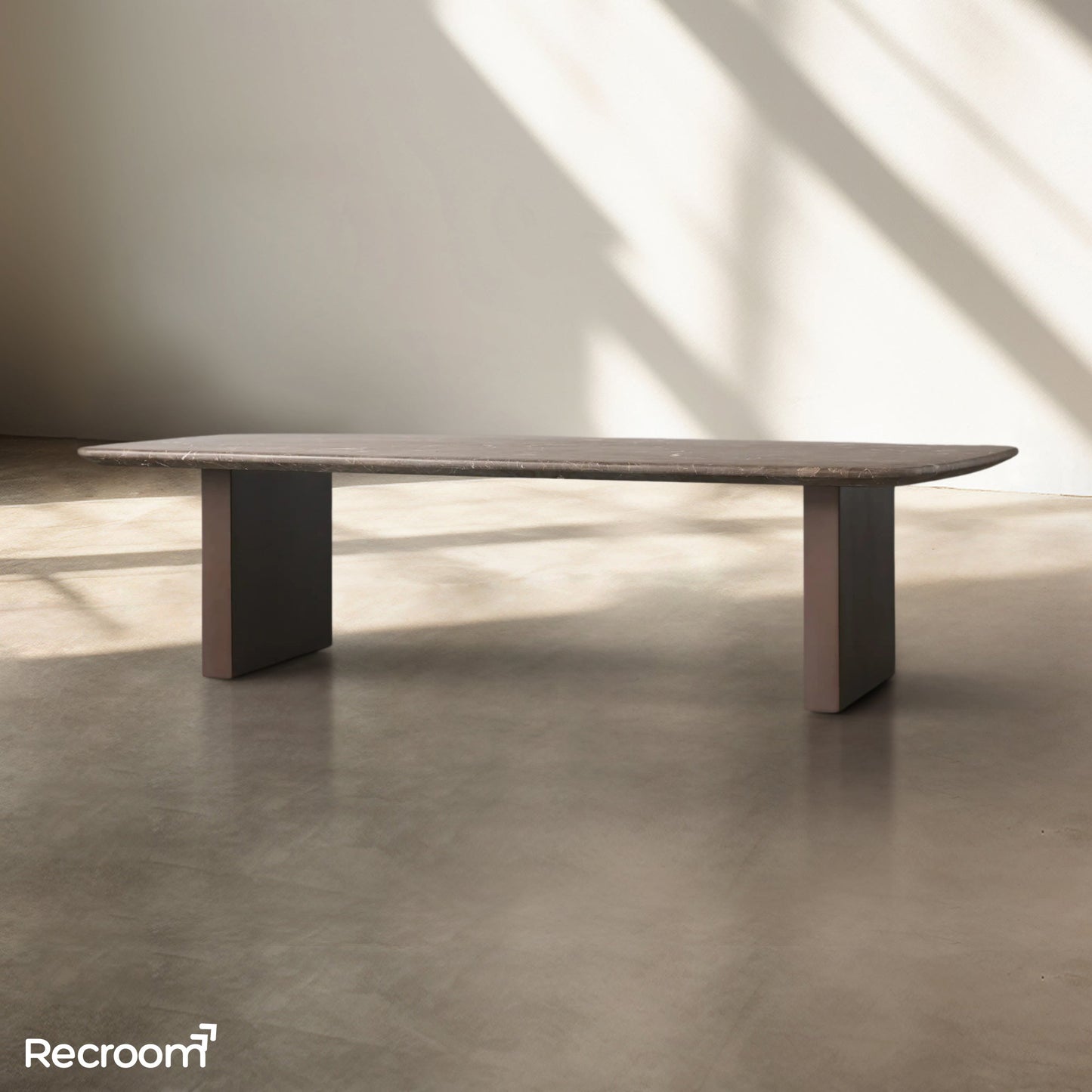 San Germani 72" Stone Coffee Table with Clement Base in Espresso